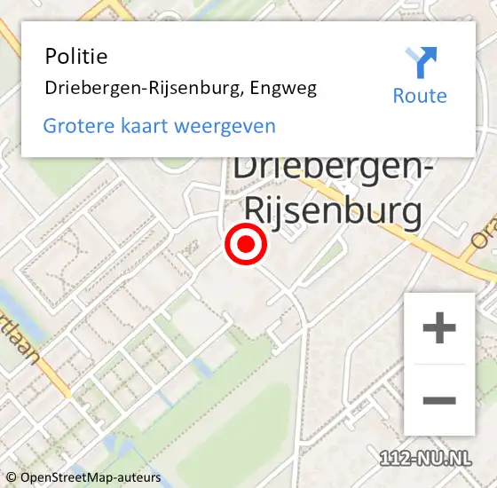 Locatie op kaart van de 112 melding: Politie Driebergen-Rijsenburg, Engweg op 10 juli 2021 19:10