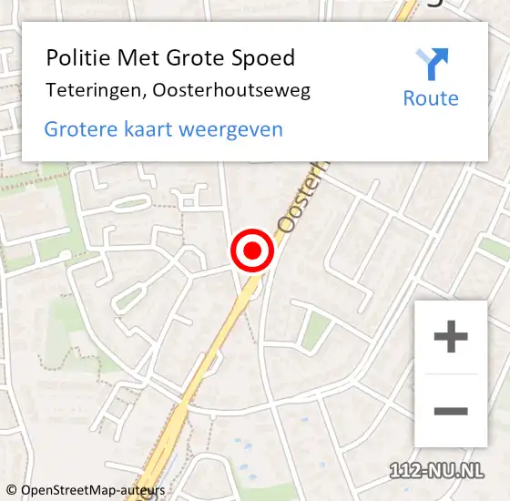 Locatie op kaart van de 112 melding: Politie Met Grote Spoed Naar Teteringen, Oosterhoutseweg op 10 juli 2021 19:13