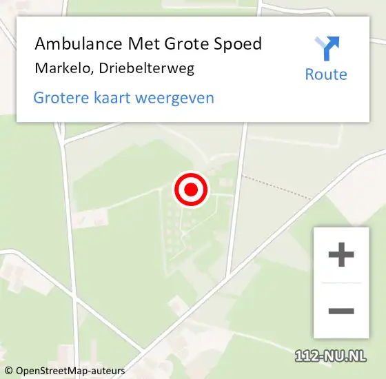 Locatie op kaart van de 112 melding: Ambulance Met Grote Spoed Naar Markelo, Driebelterweg op 10 juli 2021 19:25