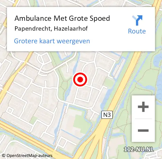 Locatie op kaart van de 112 melding: Ambulance Met Grote Spoed Naar Papendrecht, Hazelaarhof op 10 juli 2021 19:35