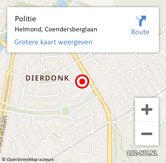 Locatie op kaart van de 112 melding: Politie Helmond, Coendersberglaan op 10 juli 2021 19:38