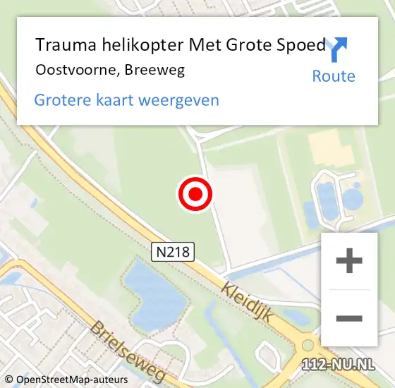 Locatie op kaart van de 112 melding: Trauma helikopter Met Grote Spoed Naar Oostvoorne, Breeweg op 10 juli 2021 19:53