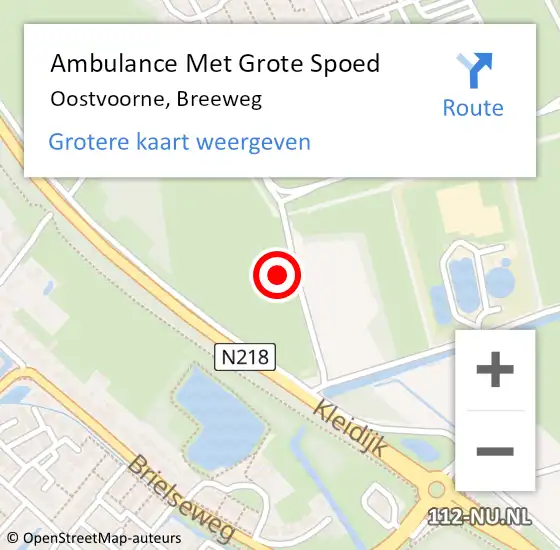 Locatie op kaart van de 112 melding: Ambulance Met Grote Spoed Naar Oostvoorne, Breeweg op 10 juli 2021 19:54