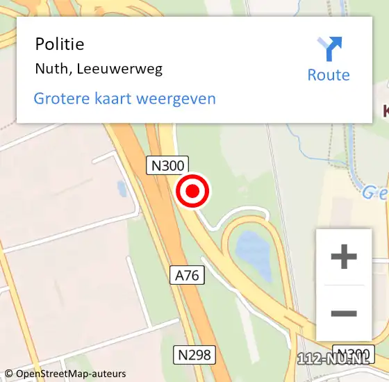 Locatie op kaart van de 112 melding: Politie Nuth, Leeuwerweg op 10 juli 2021 19:54