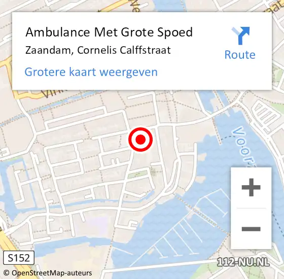 Locatie op kaart van de 112 melding: Ambulance Met Grote Spoed Naar Zaandam, Cornelis Calffstraat op 10 juli 2021 20:08