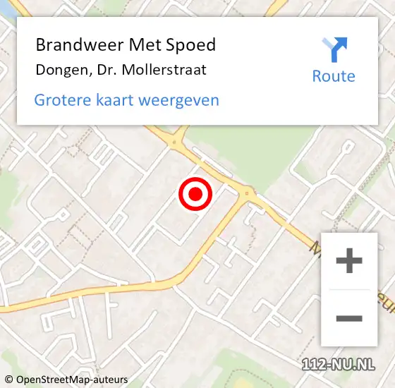 Locatie op kaart van de 112 melding: Brandweer Met Spoed Naar Dongen, Dr. Mollerstraat op 10 juli 2021 20:17