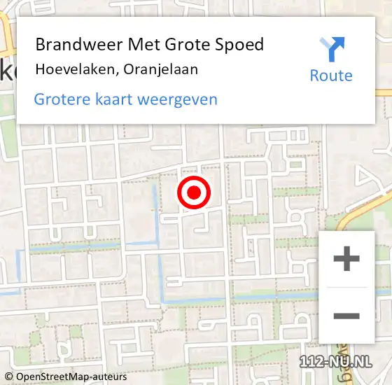 Locatie op kaart van de 112 melding: Brandweer Met Grote Spoed Naar Hoevelaken, Oranjelaan op 10 juli 2021 20:17