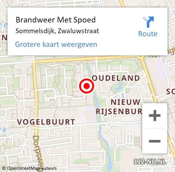 Locatie op kaart van de 112 melding: Brandweer Met Spoed Naar Sommelsdijk, Zwaluwstraat op 10 juli 2021 20:30