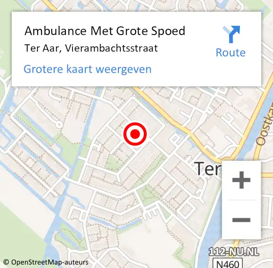 Locatie op kaart van de 112 melding: Ambulance Met Grote Spoed Naar Ter Aar, Vierambachtsstraat op 10 juli 2021 20:49