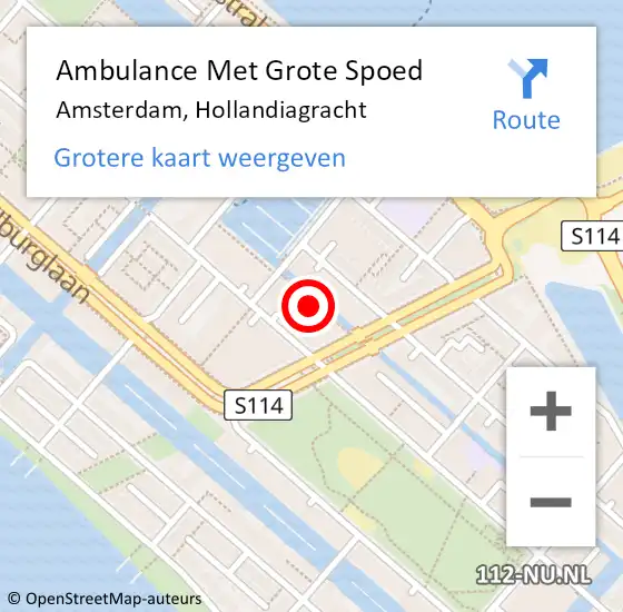 Locatie op kaart van de 112 melding: Ambulance Met Grote Spoed Naar Amsterdam, Hollandiagracht op 10 juli 2021 21:05