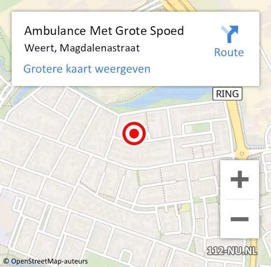 Locatie op kaart van de 112 melding: Ambulance Met Grote Spoed Naar Weert, Magdalenastraat op 10 juli 2021 21:18