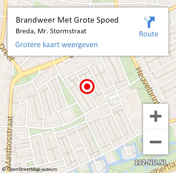 Locatie op kaart van de 112 melding: Brandweer Met Grote Spoed Naar Breda, Mr. Stormstraat op 10 juli 2021 21:24