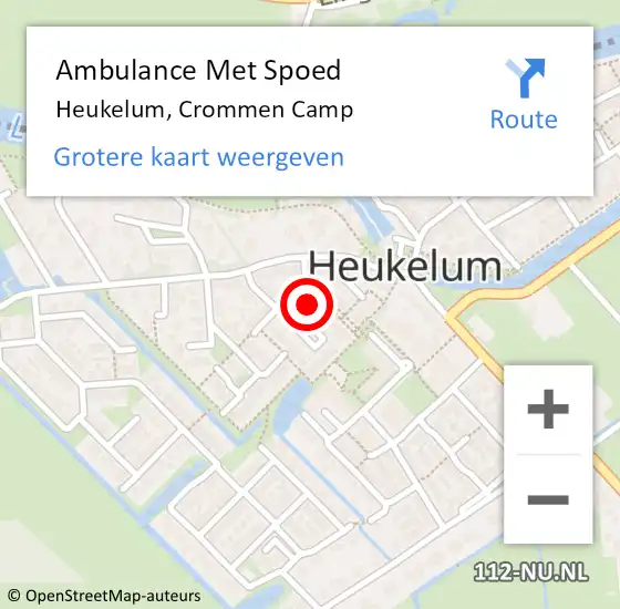 Locatie op kaart van de 112 melding: Ambulance Met Spoed Naar Heukelum, Crommen Camp op 10 juli 2021 21:40