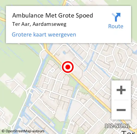 Locatie op kaart van de 112 melding: Ambulance Met Grote Spoed Naar Ter Aar, Aardamseweg op 10 juli 2021 21:49