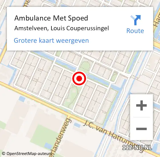 Locatie op kaart van de 112 melding: Ambulance Met Spoed Naar Amstelveen, Louis Couperussingel op 10 juli 2021 21:50