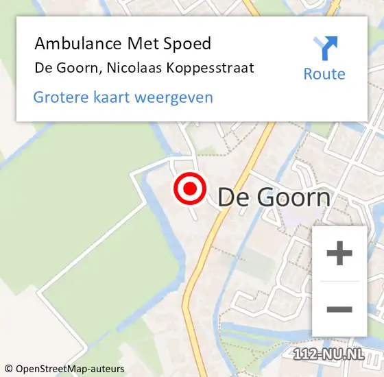 Locatie op kaart van de 112 melding: Ambulance Met Spoed Naar De Goorn, Nicolaas Koppesstraat op 10 juli 2021 21:56