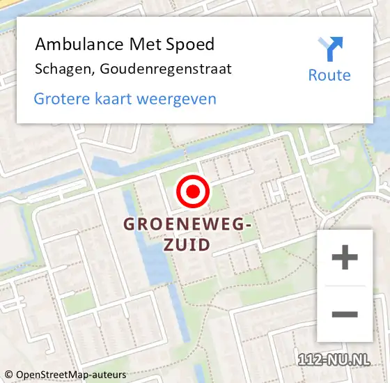 Locatie op kaart van de 112 melding: Ambulance Met Spoed Naar Schagen, Goudenregenstraat op 10 juli 2021 22:01