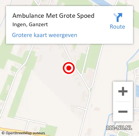 Locatie op kaart van de 112 melding: Ambulance Met Grote Spoed Naar Ingen, Ganzert op 10 juli 2021 22:01