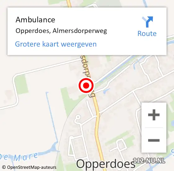 Locatie op kaart van de 112 melding: Ambulance Opperdoes, Almersdorperweg op 10 juli 2021 22:27