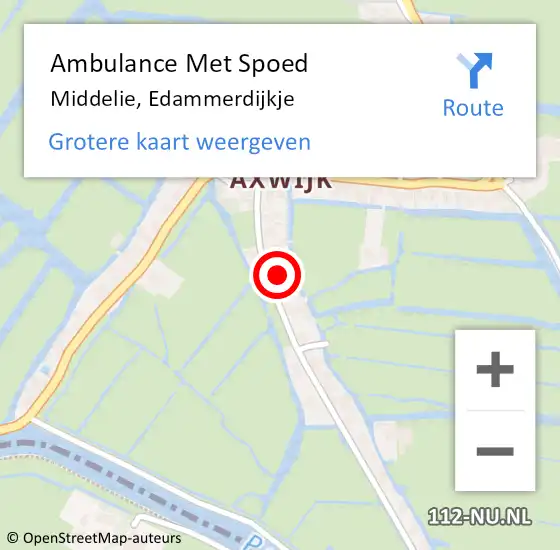 Locatie op kaart van de 112 melding: Ambulance Met Spoed Naar Middelie, Edammerdijkje op 10 juli 2021 22:49