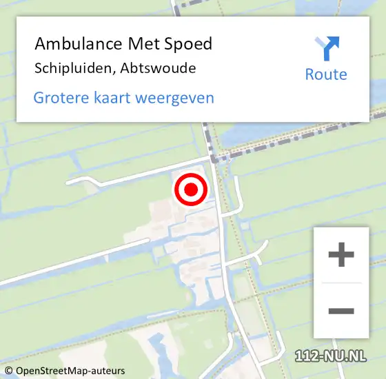 Locatie op kaart van de 112 melding: Ambulance Met Spoed Naar Schipluiden, Abtswoude op 10 juli 2021 22:56