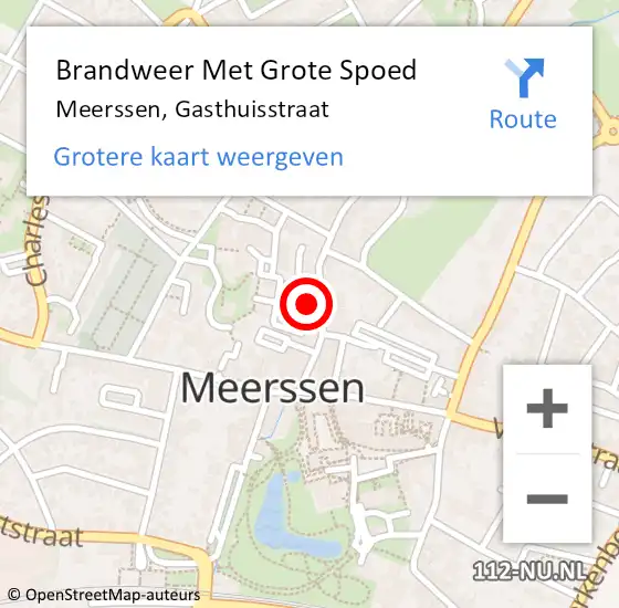 Locatie op kaart van de 112 melding: Brandweer Met Grote Spoed Naar Meerssen, Gasthuisstraat op 10 juli 2021 23:32