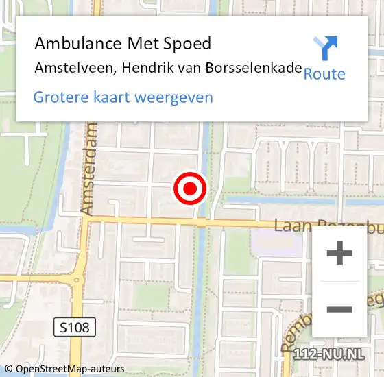 Locatie op kaart van de 112 melding: Ambulance Met Spoed Naar Amstelveen, Hendrik van Borsselenkade op 11 juli 2021 00:25