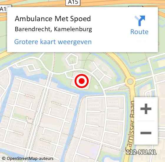 Locatie op kaart van de 112 melding: Ambulance Met Spoed Naar Barendrecht, Kamelenburg op 11 juli 2021 00:41