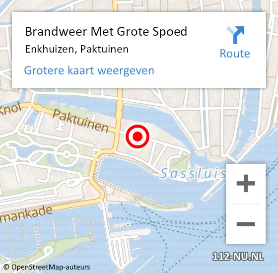 Locatie op kaart van de 112 melding: Brandweer Met Grote Spoed Naar Enkhuizen, Paktuinen op 11 juli 2021 01:35