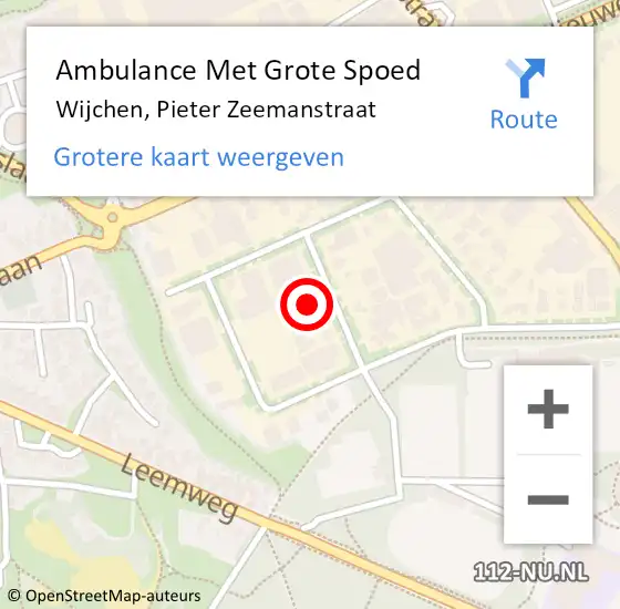 Locatie op kaart van de 112 melding: Ambulance Met Grote Spoed Naar Wijchen, Pieter Zeemanstraat op 11 juli 2021 01:46