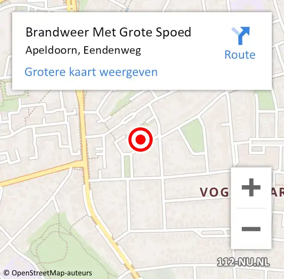 Locatie op kaart van de 112 melding: Brandweer Met Grote Spoed Naar Apeldoorn, Eendenweg op 11 juli 2021 02:04