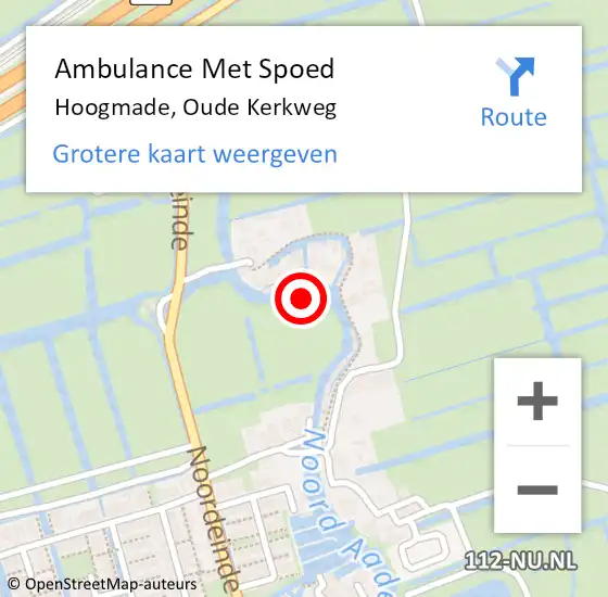 Locatie op kaart van de 112 melding: Ambulance Met Spoed Naar Hoogmade, Oude Kerkweg op 11 juli 2021 02:05