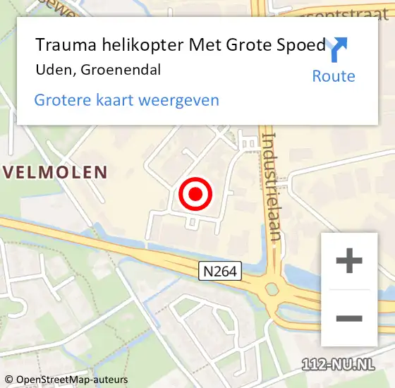 Locatie op kaart van de 112 melding: Trauma helikopter Met Grote Spoed Naar Uden, Groenendal op 11 juli 2021 02:28