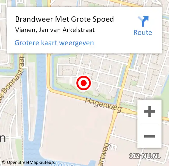 Locatie op kaart van de 112 melding: Brandweer Met Grote Spoed Naar Vianen, Jan van Arkelstraat op 11 juli 2021 02:30