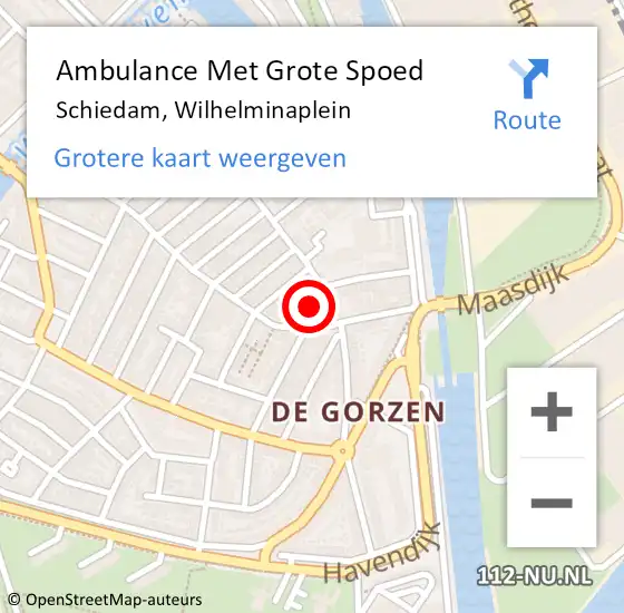 Locatie op kaart van de 112 melding: Ambulance Met Grote Spoed Naar Schiedam, Wilhelminaplein op 11 juli 2021 02:47