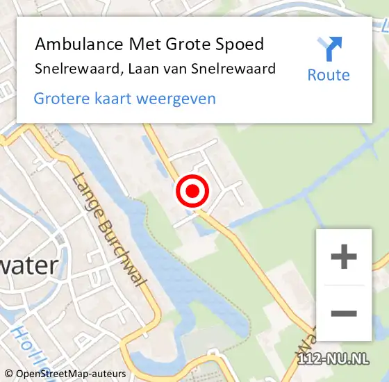 Locatie op kaart van de 112 melding: Ambulance Met Grote Spoed Naar Snelrewaard, Laan van Snelrewaard op 16 juni 2014 07:48