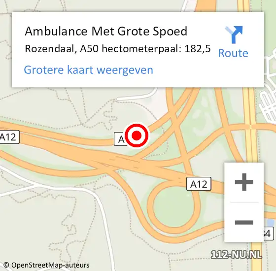 Locatie op kaart van de 112 melding: Ambulance Met Grote Spoed Naar Rozendaal, A50 hectometerpaal: 182,5 op 11 juli 2021 03:02