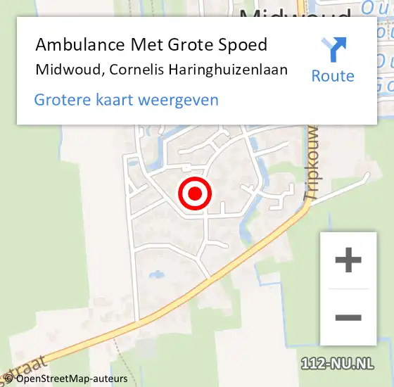 Locatie op kaart van de 112 melding: Ambulance Met Grote Spoed Naar Midwoud, Cornelis Haringhuizenlaan op 11 juli 2021 03:02