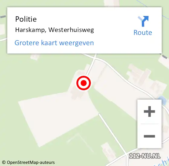 Locatie op kaart van de 112 melding: Politie Harskamp, Westerhuisweg op 11 juli 2021 03:17