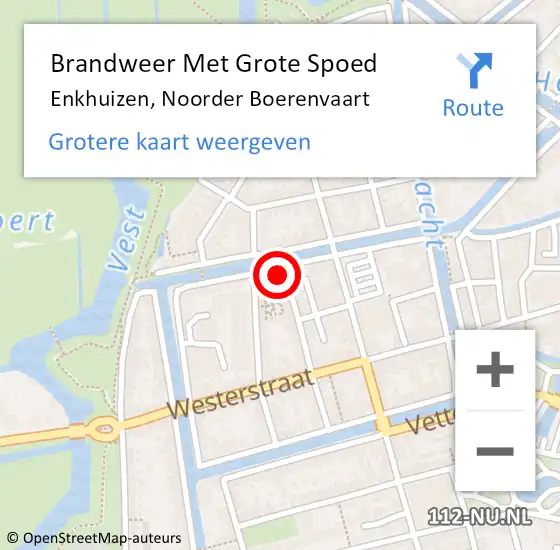 Locatie op kaart van de 112 melding: Brandweer Met Grote Spoed Naar Enkhuizen, Noorder Boerenvaart op 11 juli 2021 04:28