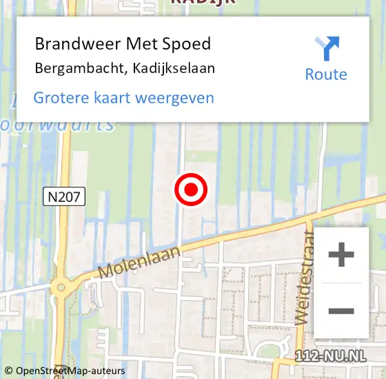 Locatie op kaart van de 112 melding: Brandweer Met Spoed Naar Bergambacht, Kadijkselaan op 11 juli 2021 04:31