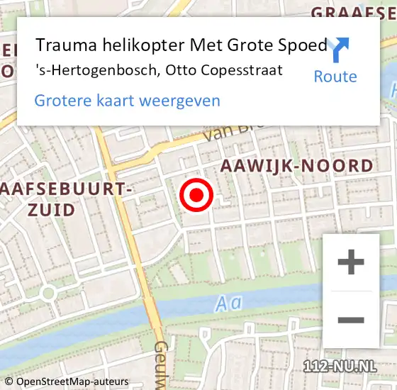 Locatie op kaart van de 112 melding: Trauma helikopter Met Grote Spoed Naar 's-Hertogenbosch, Otto Copesstraat op 11 juli 2021 05:21