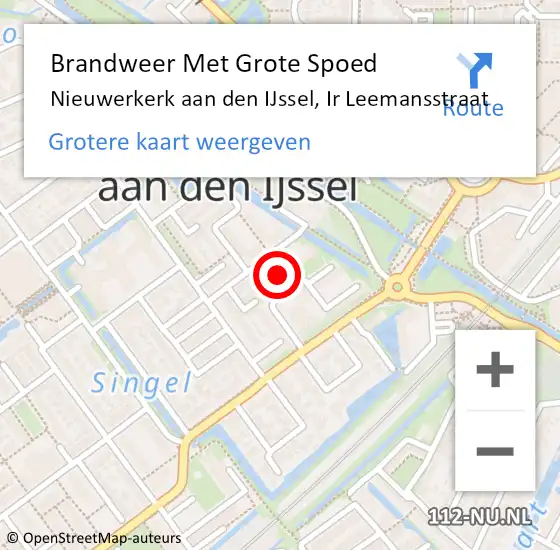 Locatie op kaart van de 112 melding: Brandweer Met Grote Spoed Naar Nieuwerkerk aan den IJssel, Ir Leemansstraat op 11 juli 2021 05:22