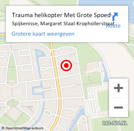 Locatie op kaart van de 112 melding: Trauma helikopter Met Grote Spoed Naar Spijkenisse, Margaret Staal-Krophollerstraat op 11 juli 2021 06:15