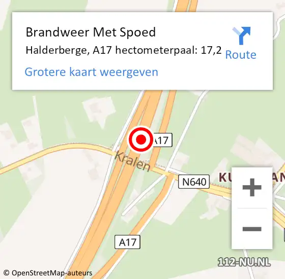 Locatie op kaart van de 112 melding: Brandweer Met Spoed Naar Halderberge, A17 hectometerpaal: 17,2 op 11 juli 2021 06:32