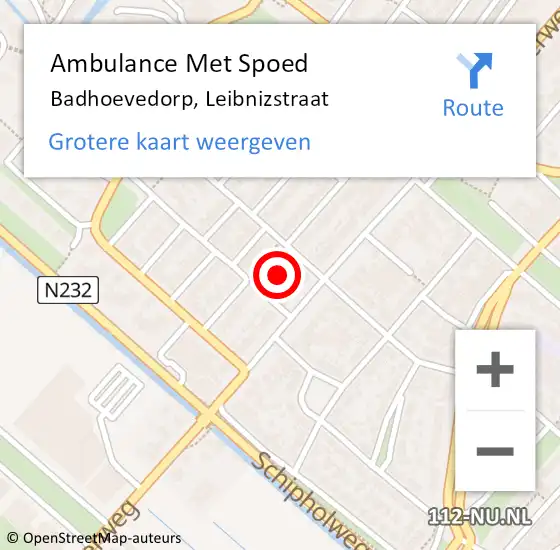 Locatie op kaart van de 112 melding: Ambulance Met Spoed Naar Badhoevedorp, Leibnizstraat op 11 juli 2021 08:13