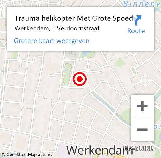 Locatie op kaart van de 112 melding: Trauma helikopter Met Grote Spoed Naar Werkendam, L Verdoornstraat op 11 juli 2021 08:49