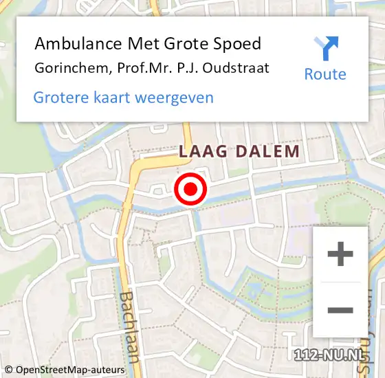 Locatie op kaart van de 112 melding: Ambulance Met Grote Spoed Naar Gorinchem, Prof.Mr. P.J. Oudstraat op 11 juli 2021 09:32