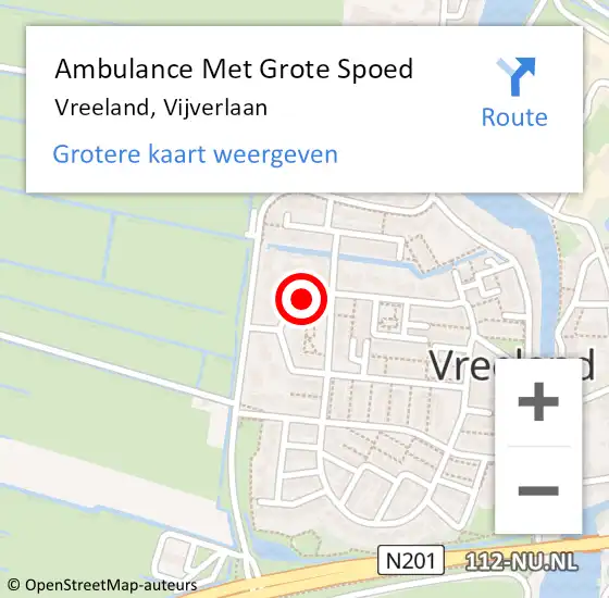 Locatie op kaart van de 112 melding: Ambulance Met Grote Spoed Naar Vreeland, Vijverlaan op 16 juni 2014 08:08