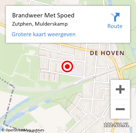 Locatie op kaart van de 112 melding: Brandweer Met Spoed Naar Zutphen, Mulderskamp op 11 juli 2021 09:58